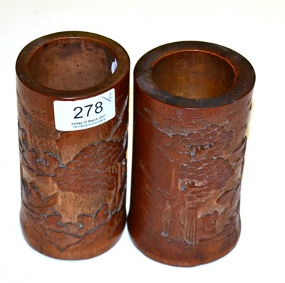 Lot 278 - A pair of Japanese brush pots