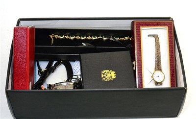 Lot 290 - A lady's Omega wristwatch, Timex wristwatch, other wristwatches and costume jewellery earrings...