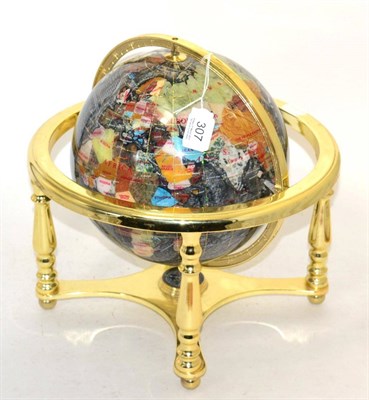 Lot 307 - Hardstone set table globe with gilt stand