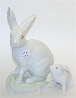 Lot 314 - A large Herend model of a rabbit and another smaller example