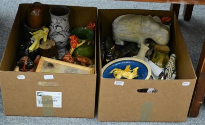 Lot 1030 - Brigid Margaret Edge (b.1926): a quantity of animal subjects and domestic pottery (in two boxes)