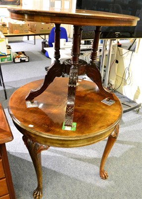 Lot 1080 - An inlaid mahogany loo table, together with a carved mahogany circular table