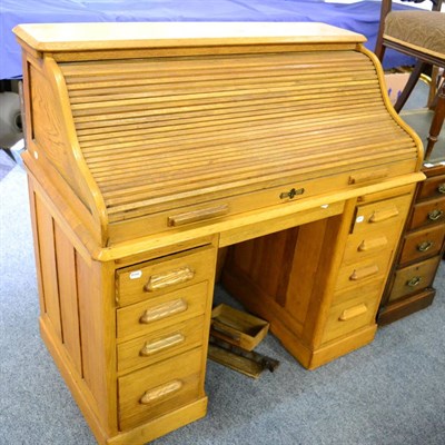 Lot 1098 - A roll top desk and a small group of cigarette cards