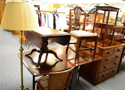 Lot 1108 - Two mahogany occasional table and a standard lamp