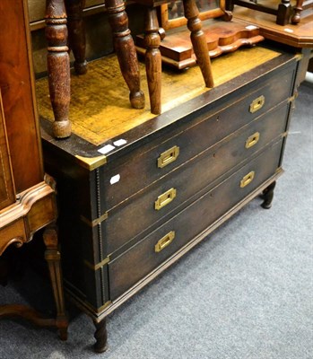 Lot 1126 - An oak three drawer map chest with leather inset top