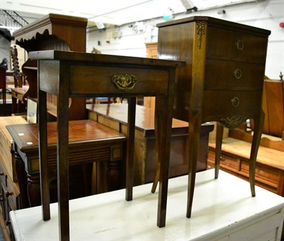 Lot 1130 - A small French cabinet and a single bedside table (2)