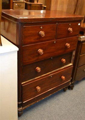 Lot 1139 - A Victorian painted pine cupboard together with a mahogany four height chest of drawers of...