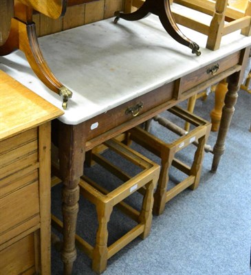 Lot 1144 - An early 20th century dressing table, together with a marble topped pine washstand