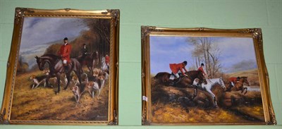 Lot 1183 - D Long, oil on canvas and oil on canvas board, Victorian hunting scene and another by same...