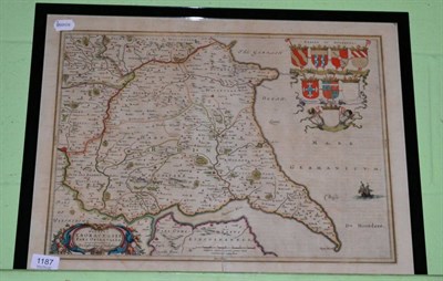 Lot 1187 - Blaeu (Johannes) East Riding of Yorkshire, engraved double-page map with hand colouring,...