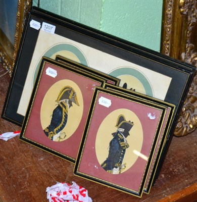 Lot 1207 - A collection of 20th century naval silhouettes, colour printed, framed (6)