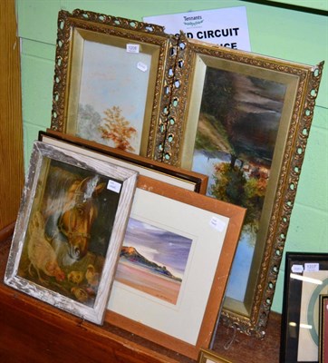 Lot 1208 - Eight framed pictures including two watercolours, Eva Bramley and a framed collection of...