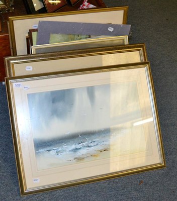 Lot 1209 - A group of 19th century and later watercolours, oils and prints, mostly rural landscapes and...