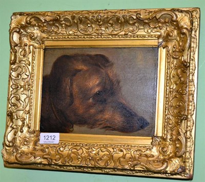 Lot 1212 - In the manner of Landseer, study of wolfhound, oil on board