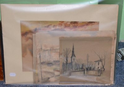 Lot 1214 - George Jackson (1898-1974) ";Holy Trinity, Ripon";, signed, inscribed and dated 1934, charcoal...