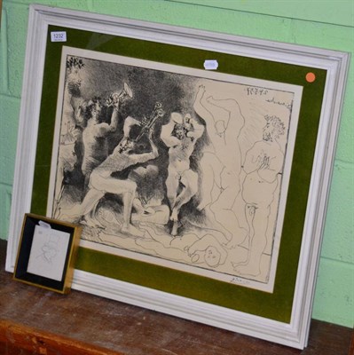 Lot 1232 - After Picasso A bacchanalian scene lithograph together with a further black and white print...