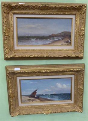 Lot 1235 - William Candy (20th century) a pair of coastal views, oil on board, signed, gilt and gesso...