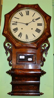 Lot 1256 - A walnut veneered striking drop dial wall clock