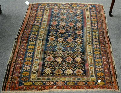 Lot 1285 - A late 19th century Chi Chi rug, East Caucasus, the indigo field with columns of polychrome...