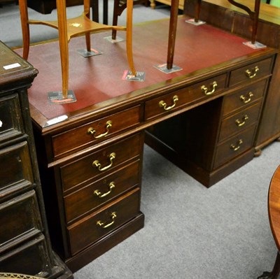 Lot 1292 - A George III style mahogany pedestal desk