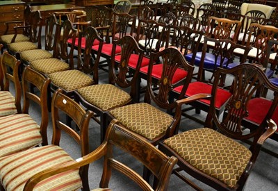 Lot 1318 - A set of eight (6+2) mahogany Hepplewhite style dining chairs