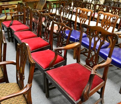 Lot 1319 - Six George III dining chairs (4+2)