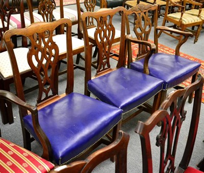 Lot 1324 - An 18th century mahogany armchair and two single chairs