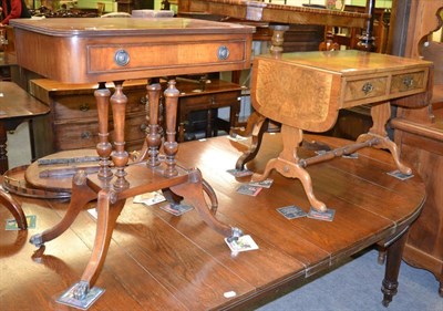 Lot 1362 - A 19th century mahogany occasional table fitted with a drawer and a burr walnut drop leaf...