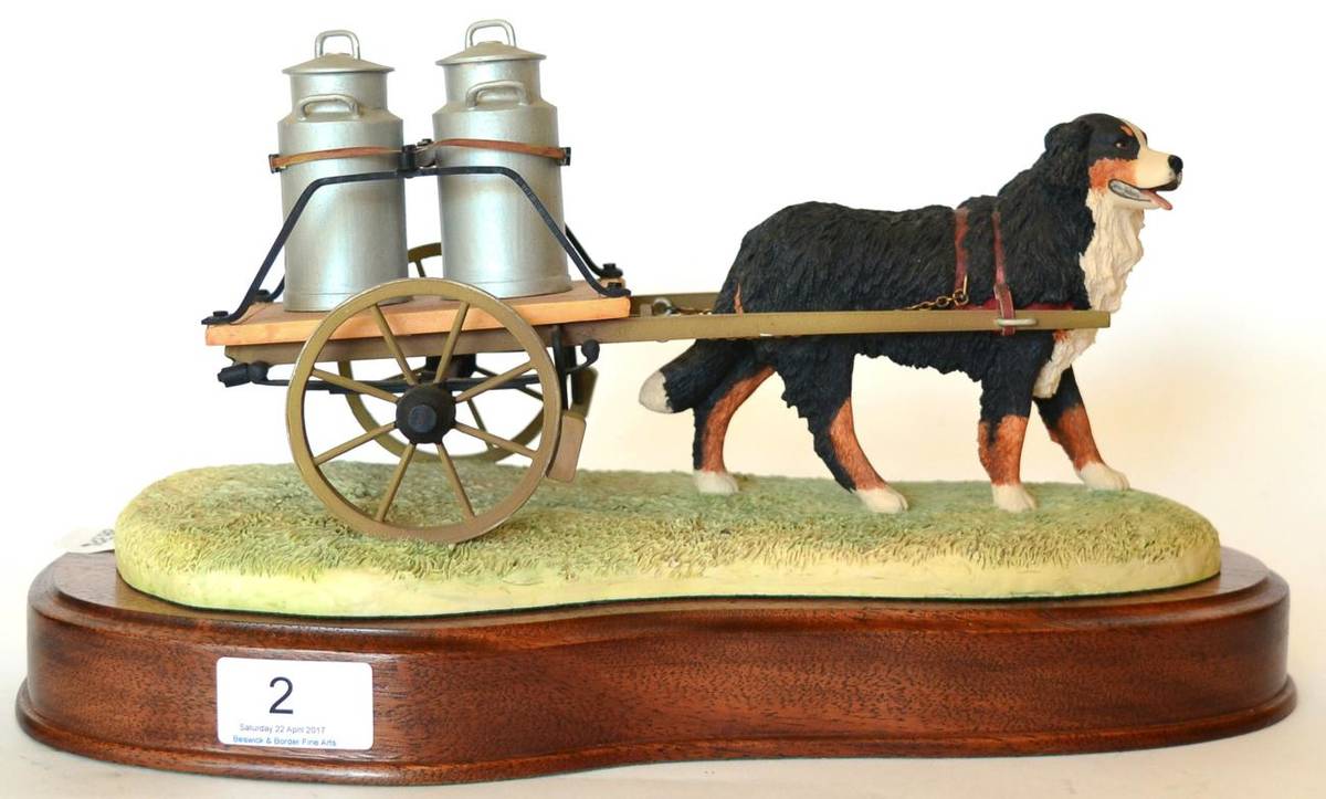 Lot 2 - Border Fine Arts 'Bernese Mountain Dog' (Pulling Milk Churns on Cart), model No. CH1 by...