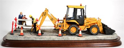 Lot 14 - Border Fine Arts 'Essential Repairs' (Workman with JCB back hoe), model No. B0652 by Ray Ayres,...