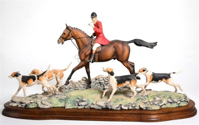 Lot 23 - Border Fine Arts 'Gone Away' (Mounted Huntsman and four Hounds), model No. L71 by David Geenty,...
