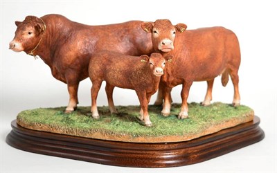 Lot 30 - Border Fine Arts 'Limousin Family', model No. B0855 by Ray Ayres, limited edition 253/950, on...