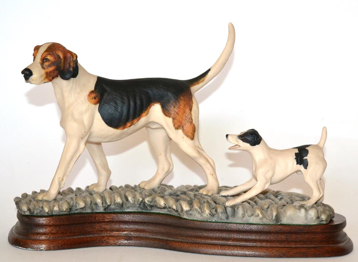 Lot 41 - Border Fine Arts 'Old English Foxhound and Fox Terrier', model No. L91 by Mairi Laing Hunt, limited