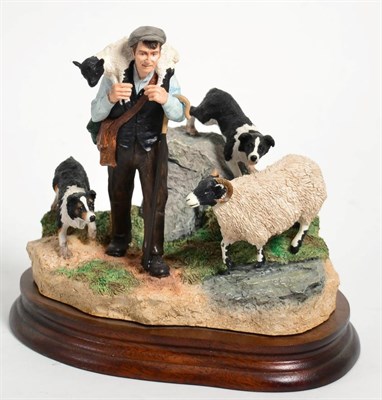 Lot 42 - Border Fine Arts 'On The Hill' (Shepherd, Sheep and Border Collie), model No. B0877 by Craig...