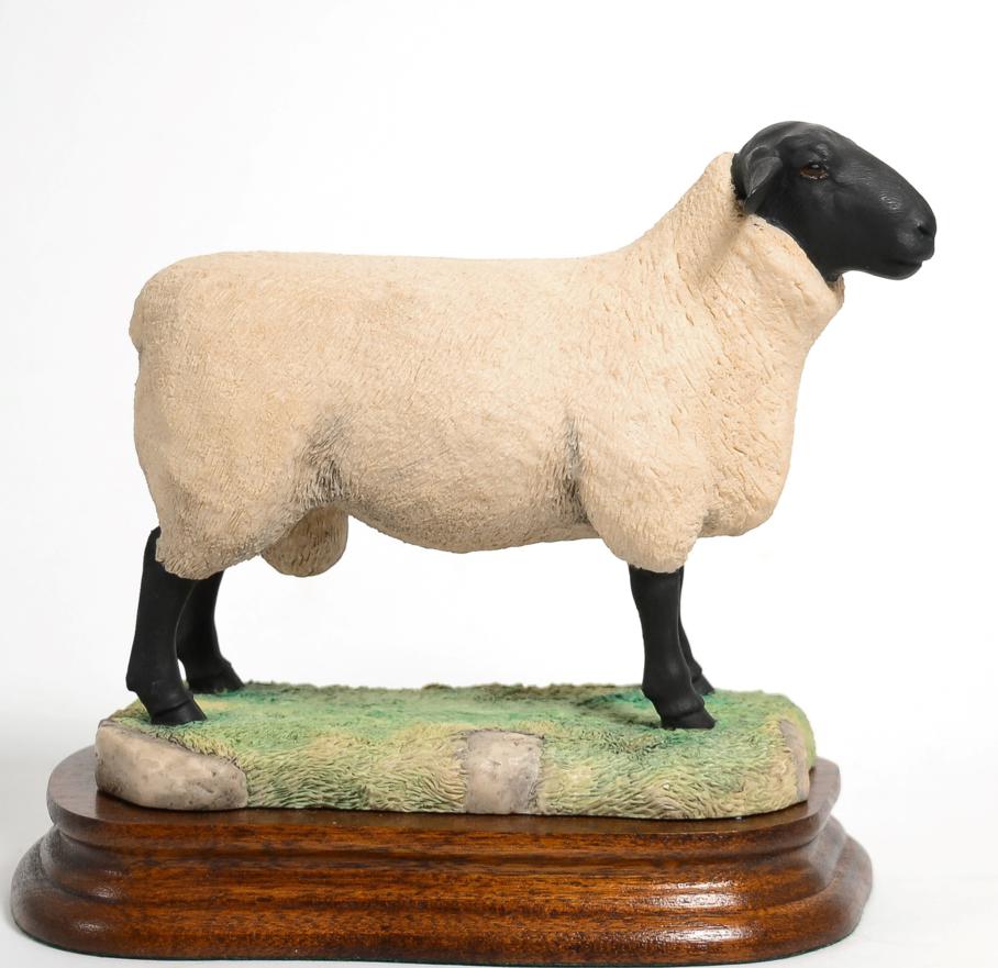 Lot 55 - Border Fine Arts 'Suffolk Ram', model No. L40 by Ray Ayres, limited edition 1143/1250, on wood base