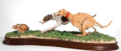 Lot 64 - Border Fine Arts 'Waterloo Chase' (Greyhounds and Hare), model No. B1009 by Hans Kendrick,...