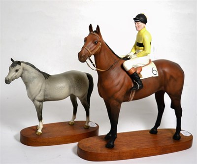 Lot 79 - Beswick Connoisseur Horses: Arkle, Pat Taaffe Up, model No. 2084, brown matt, and Arab...