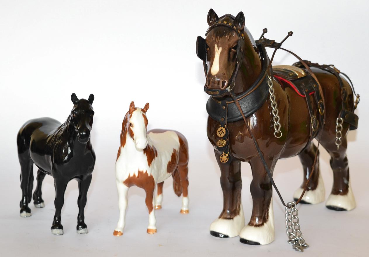 Lot 87 - Beswick Horses Comprising: Pinto Pony, Second Version, model No. 1373, Skewbald gloss, Fell...