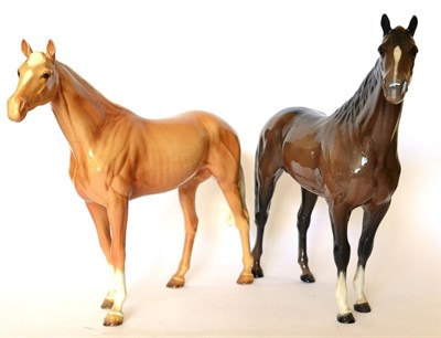 Lot 90 - Beswick Large Racehorse, model No. 1564, palomino gloss and Large Hunter, Second Version, model No.