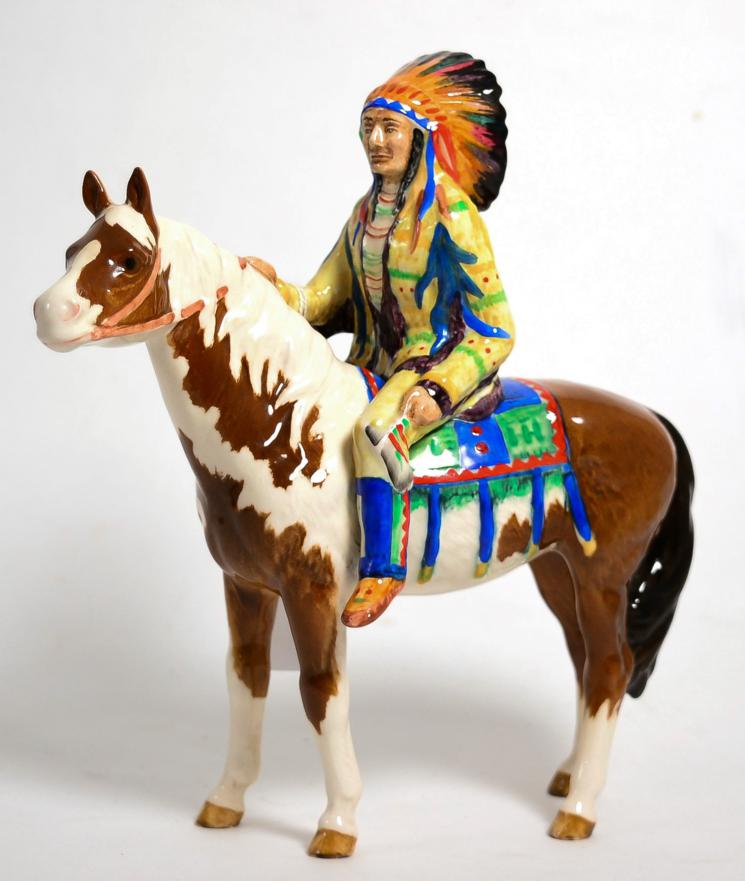 Lot 91 - Beswick Mounted Indian, model No. 1391, Skewbald gloss