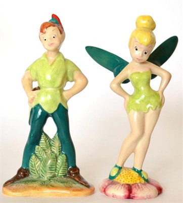 Lot 95 - Beswick 'Peter Pan', model No. 1307 and 'Tinker Bell', model No. 1312, both with Beswick oval...