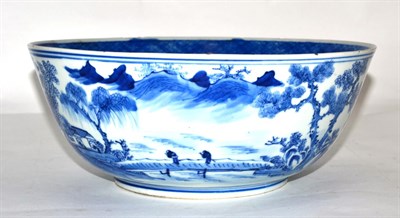 Lot 124 - A Chinese blue and white punch bowl, circa 1920