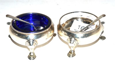 Lot 167 - A pair of George II silver cauldron salts, makers mark indistinct. London 1736, missing liner,...