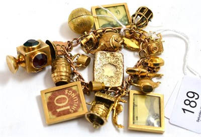 Lot 189 - A 9ct gold charm bracelet
