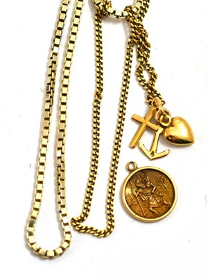 Lot 190 - Two chains together with a St. Christopher