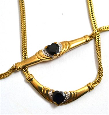 Lot 191 - A 9ct gold sapphire and diamond necklace and bracelet set