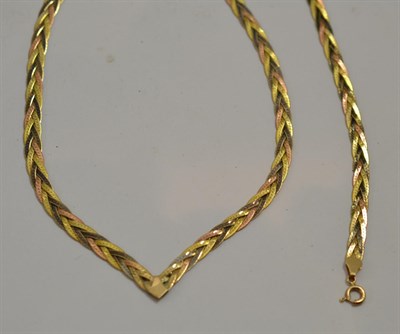 Lot 198 - A three colour 9ct gold necklace and a 9ct three colour gold bracelet