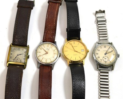Lot 214 - Four various gentleman's wristwatches, various makers and styles (4)