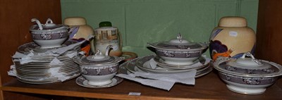 Lot 237 - A pair of Grays & Co vases and covers, Royal Doulton Mr Squeers jar and cover, two Adams plates and