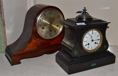 Lot 245 - A slate striking mantel clock and a chiming mantel clock (2)